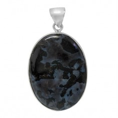 Oval Indigo Gabbro Pendant, Sterling Silver